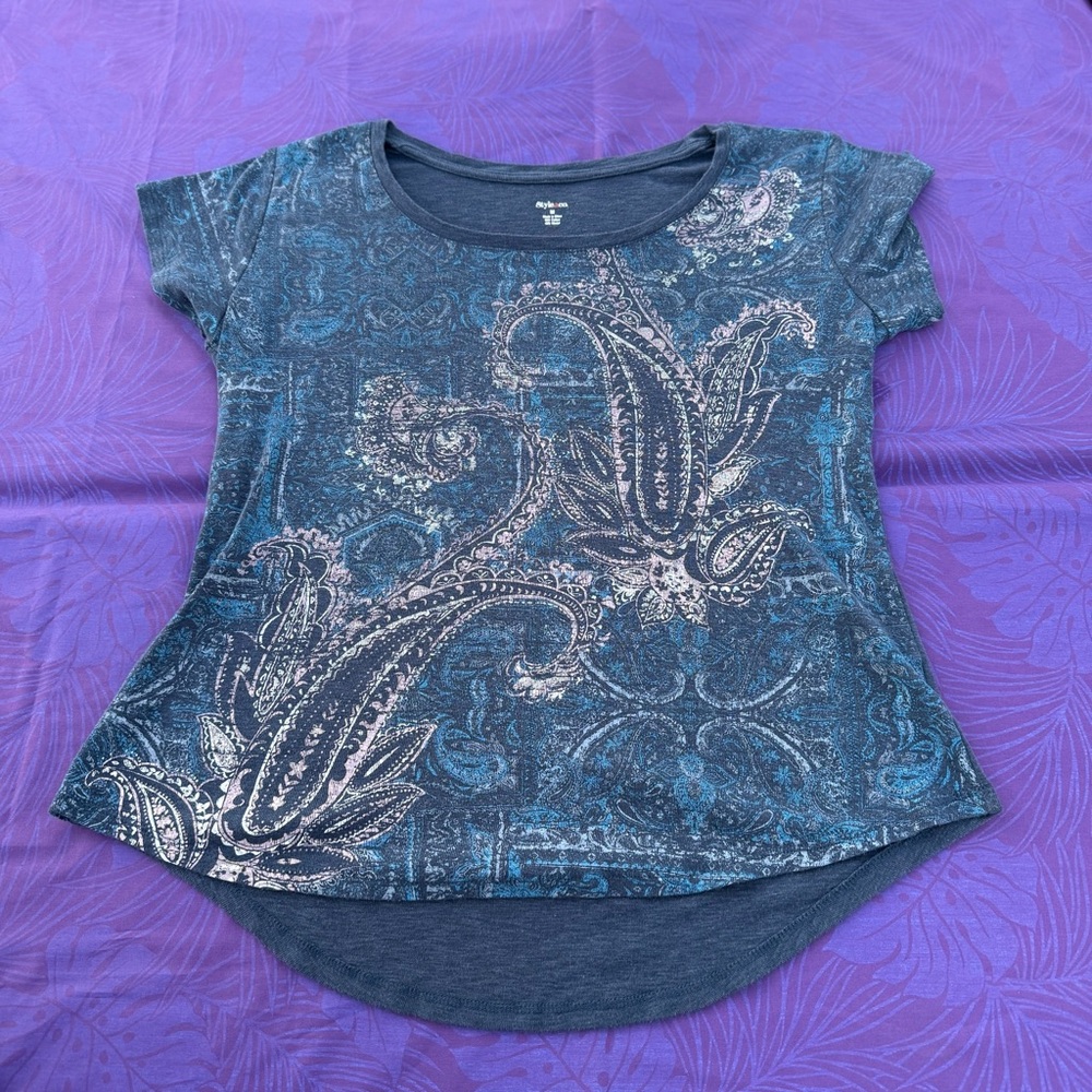 Style & Co. Blue Paisley Blouse